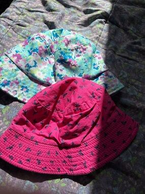 Justice Reversible Kids Bucket Hats - Pink & Aqua Floral